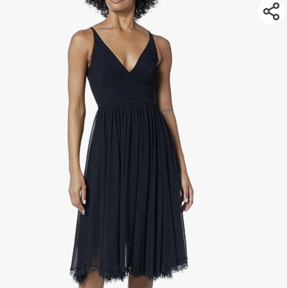 Dress the Population black dress small plunge sleeveless fit and flare nwot